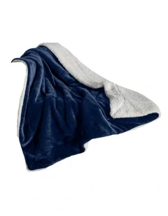 GIOIA CASA Teddy Sherpa Reversible Throw in Navy Blue