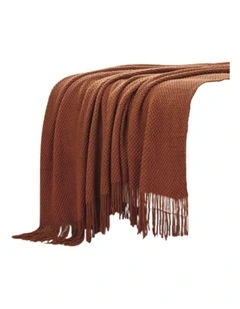 GIOIA CASA Micro Plush Knitted Woven Throw in Terracotta