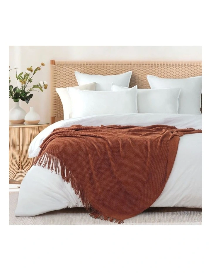 GIOIA CASA Micro Plush Knitted Woven Throw in Terracotta image 2