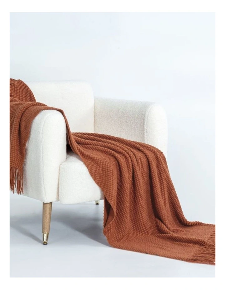 GIOIA CASA Micro Plush Knitted Woven Throw in Terracotta image 3