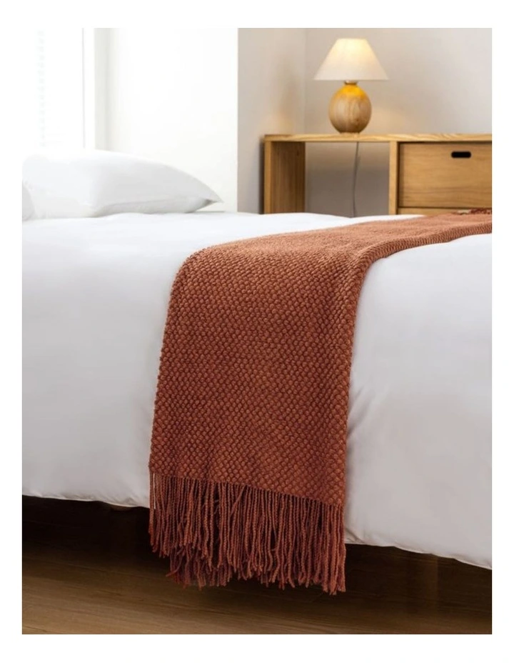 GIOIA CASA Micro Plush Knitted Woven Throw in Terracotta image 4