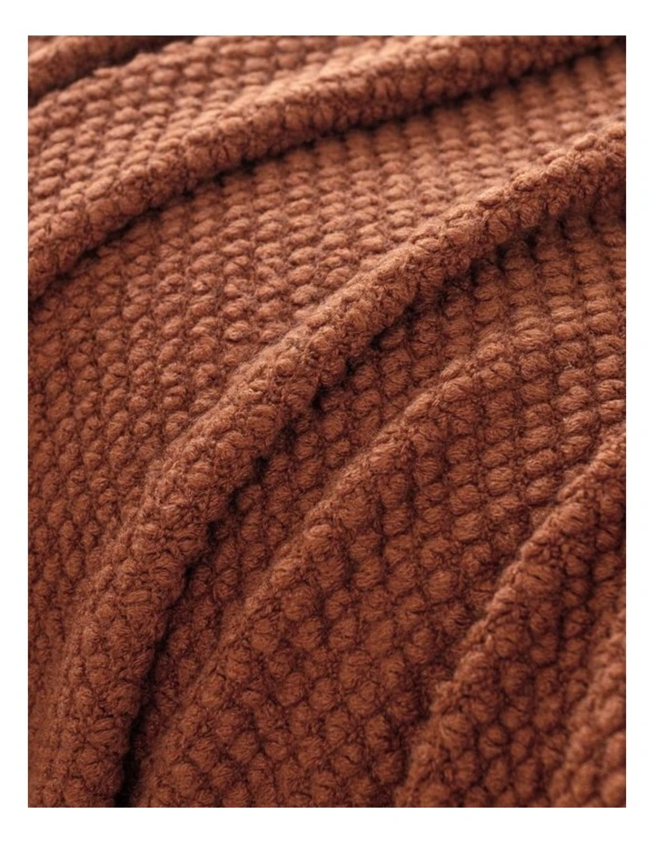 GIOIA CASA Micro Plush Knitted Woven Throw in Terracotta image 6