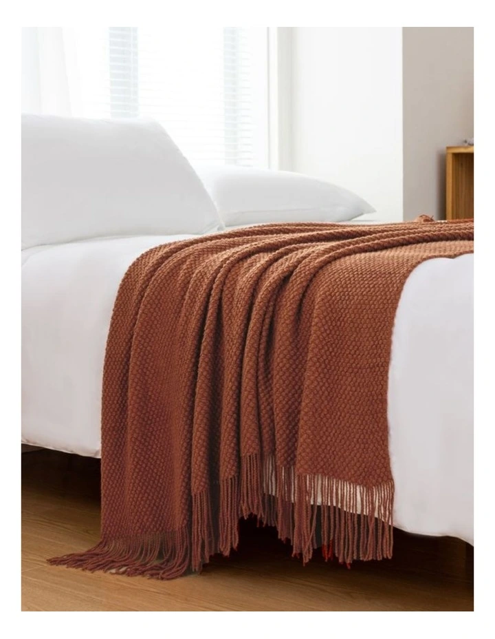 GIOIA CASA Micro Plush Knitted Woven Throw in Terracotta image 7