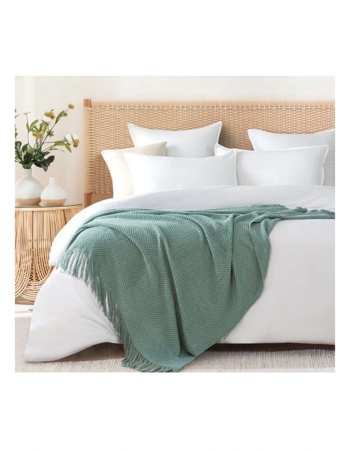 GIOIA CASA Micro Plush Knitted Woven Throw in Seafoam image 2