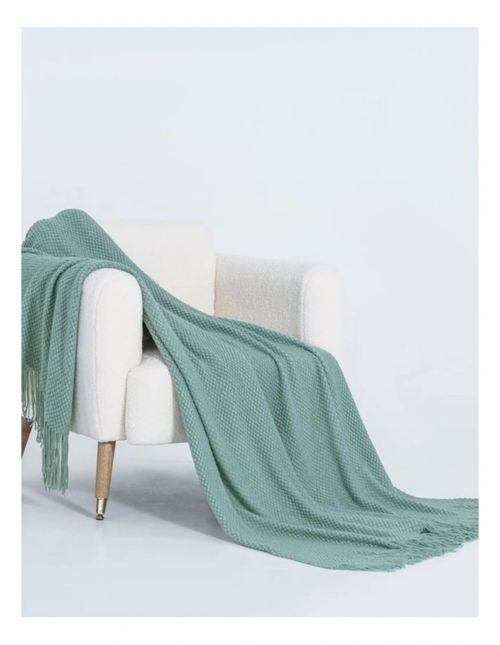 GIOIA CASA Micro Plush Knitted Woven Throw in Seafoam image 3