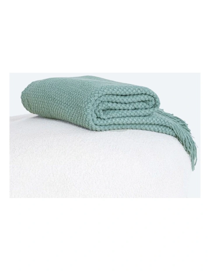 GIOIA CASA Micro Plush Knitted Woven Throw in Seafoam image 5