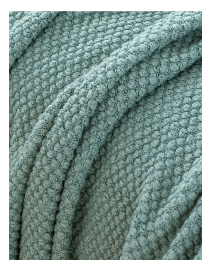 GIOIA CASA Micro Plush Knitted Woven Throw in Seafoam image 6