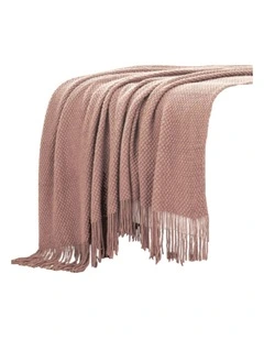 GIOIA CASA Micro Plush Knitted Woven Throw in Pink