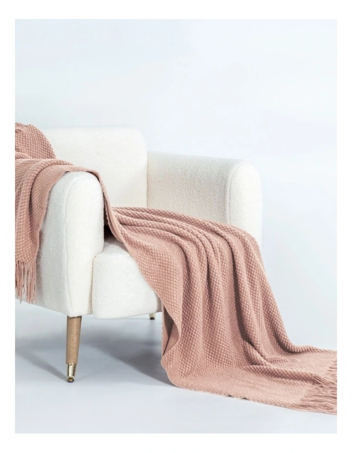 GIOIA CASA Micro Plush Knitted Woven Throw in Pink image 3