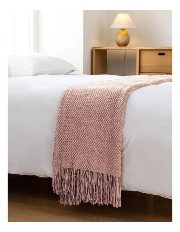 GIOIA CASA Micro Plush Knitted Woven Throw in Pink image 4