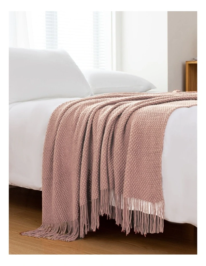 GIOIA CASA Micro Plush Knitted Woven Throw in Pink image 7