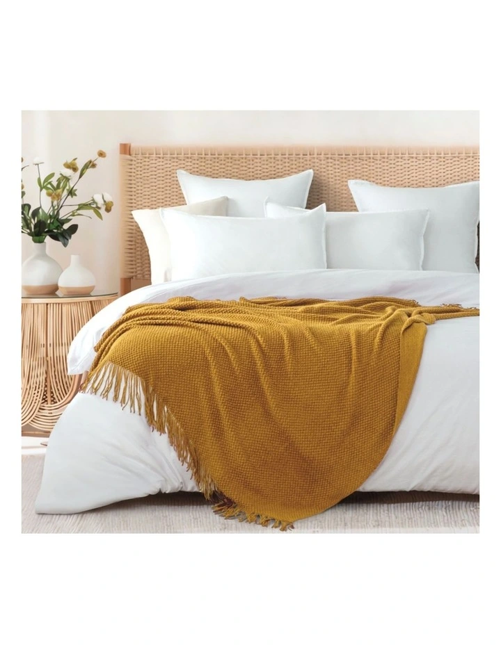 GIOIA CASA Micro Plush Knitted Woven Throw in Mustard image 2