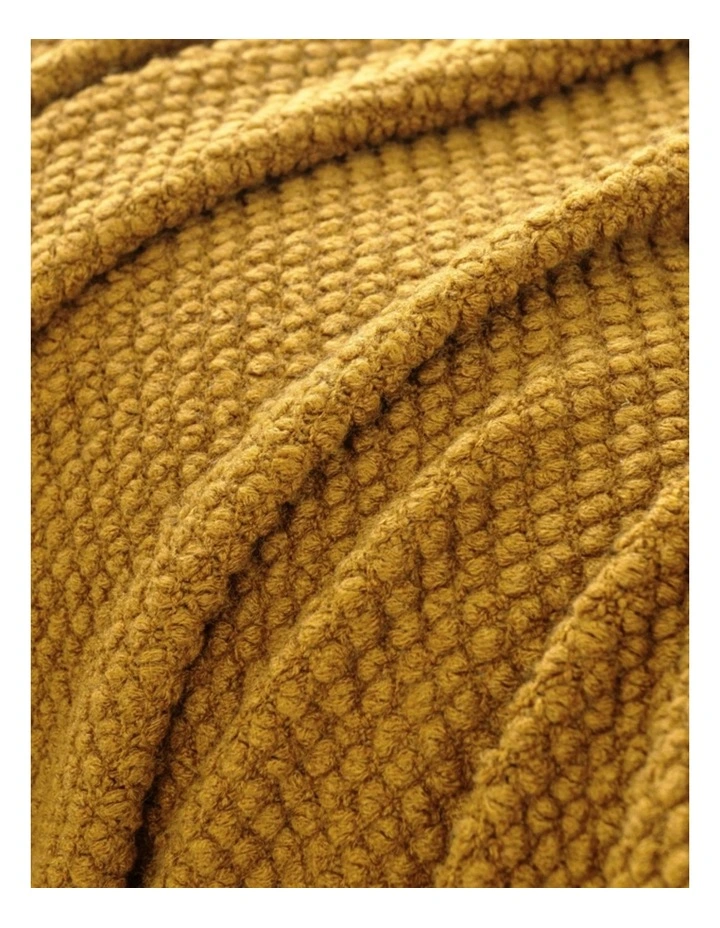 GIOIA CASA Micro Plush Knitted Woven Throw in Mustard image 6