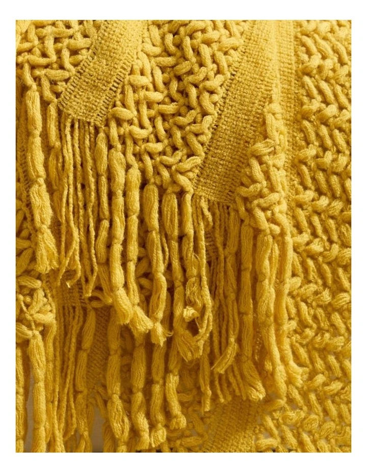 GIOIA CASA Boho Open-Knitted Throw in Yellow image 3