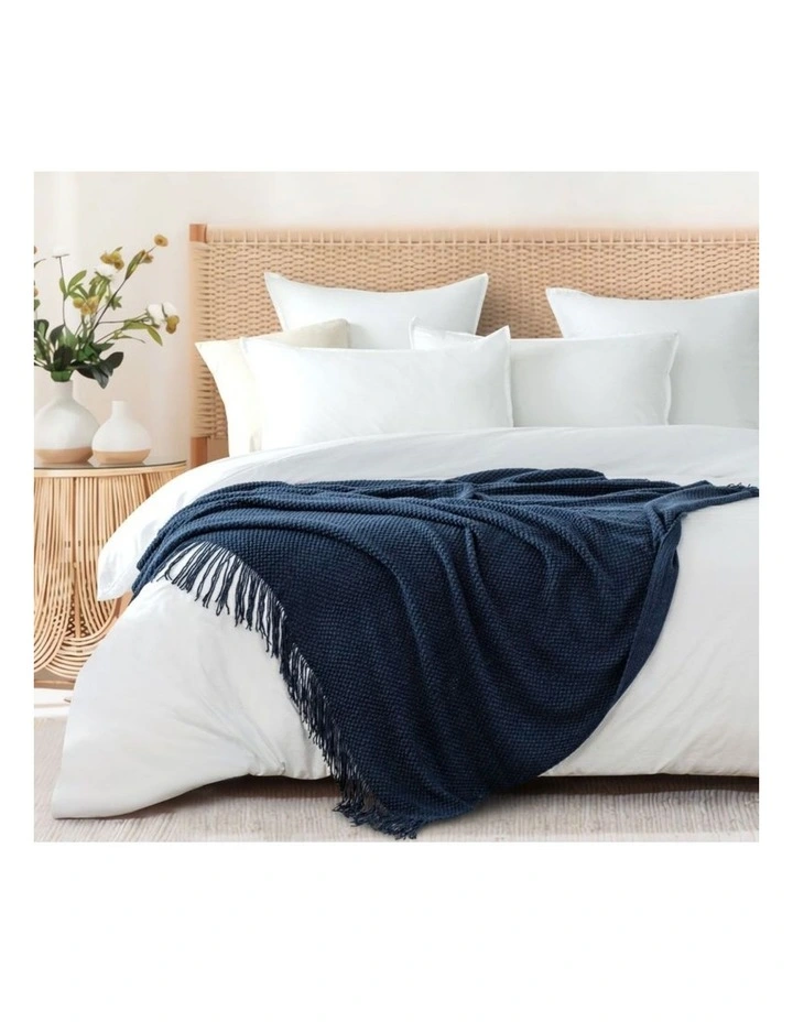 GIOIA CASA Micro Plush Knitted Woven Throw in Navy Blue image 2