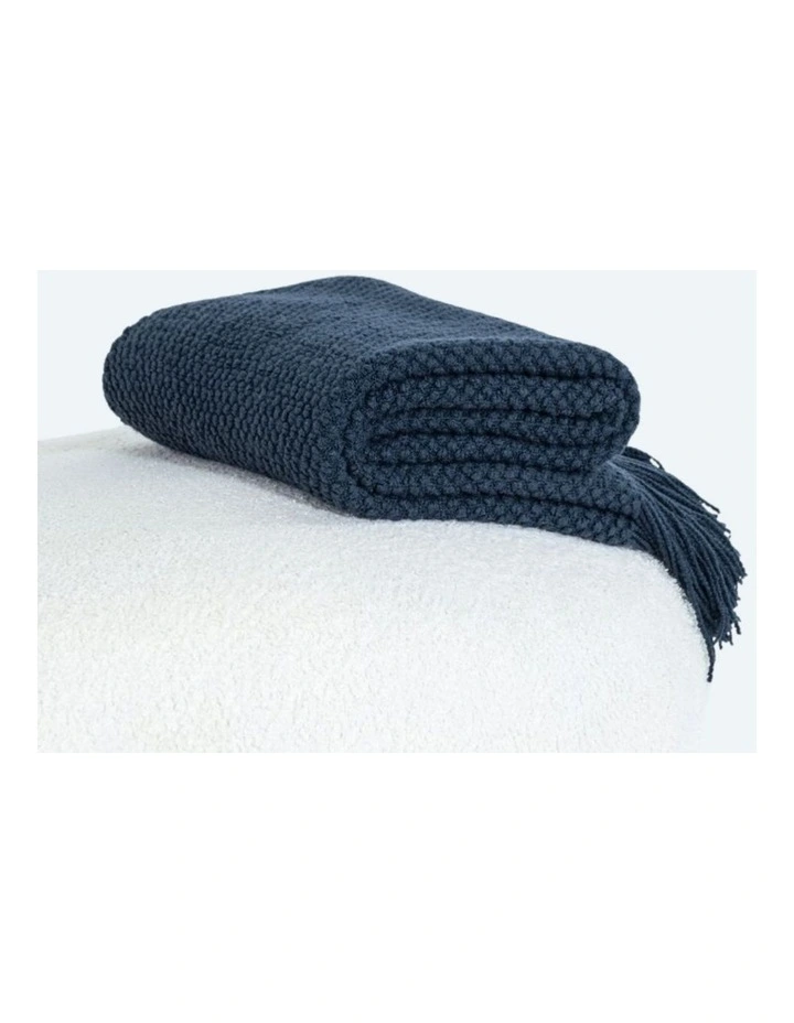 GIOIA CASA Micro Plush Knitted Woven Throw in Navy Blue image 5