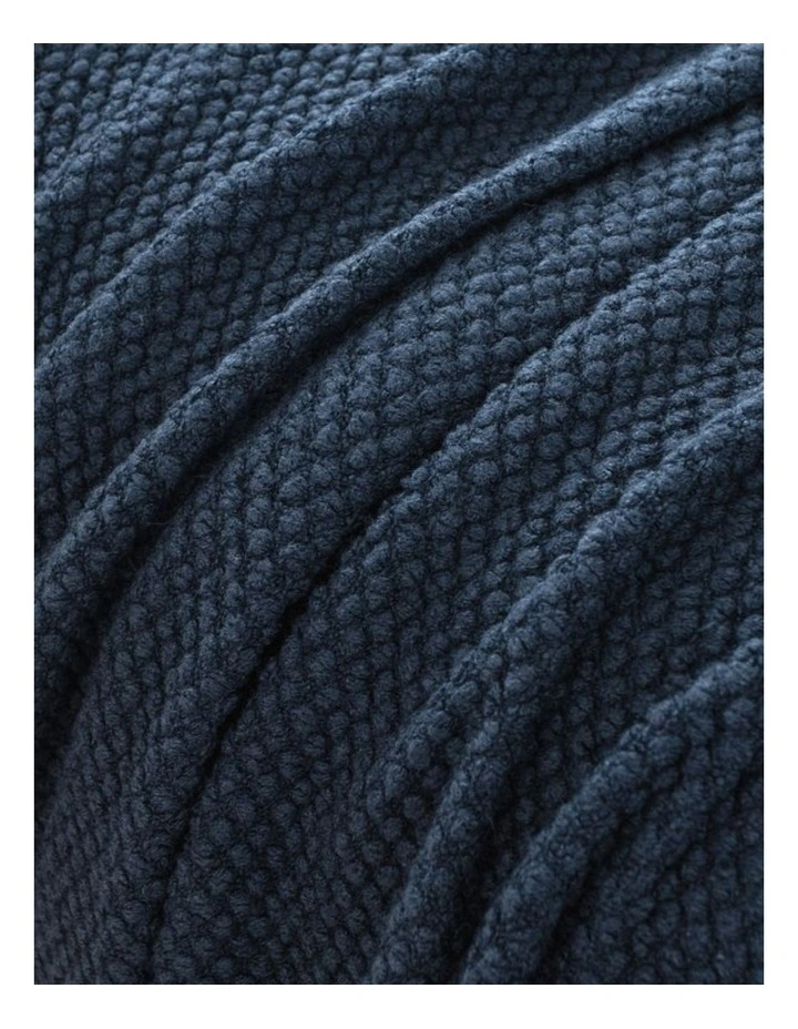 GIOIA CASA Micro Plush Knitted Woven Throw in Navy Blue image 6
