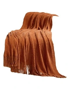 GIOIA CASA Chenille Knitted Throw in Terracotta