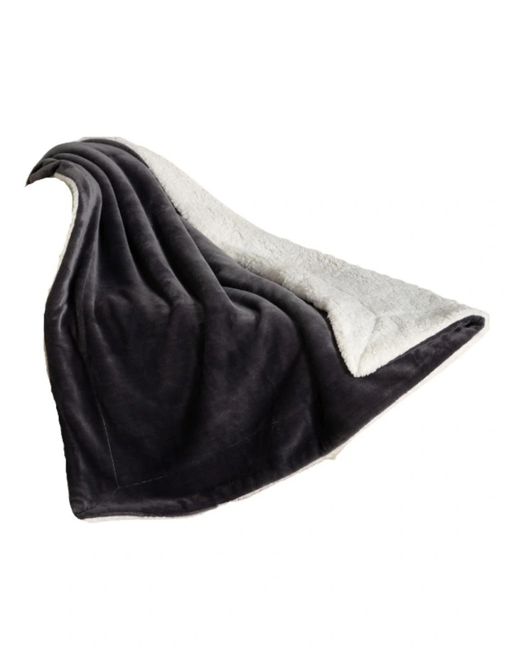 GIOIA CASA Teddy Sherpa Reversible Throw in Charcoal image 1