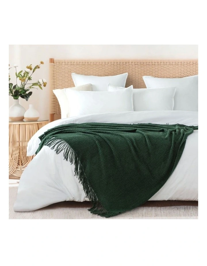 GIOIA CASA Micro Plush Knitted Woven Throw in Forest Green image 2