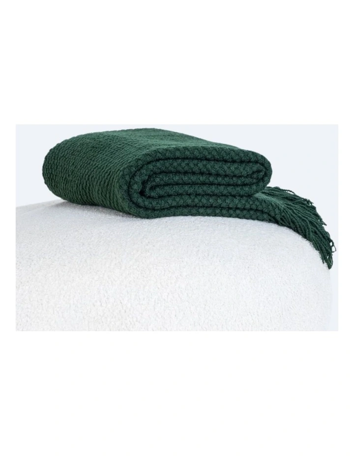 GIOIA CASA Micro Plush Knitted Woven Throw in Forest Green image 5