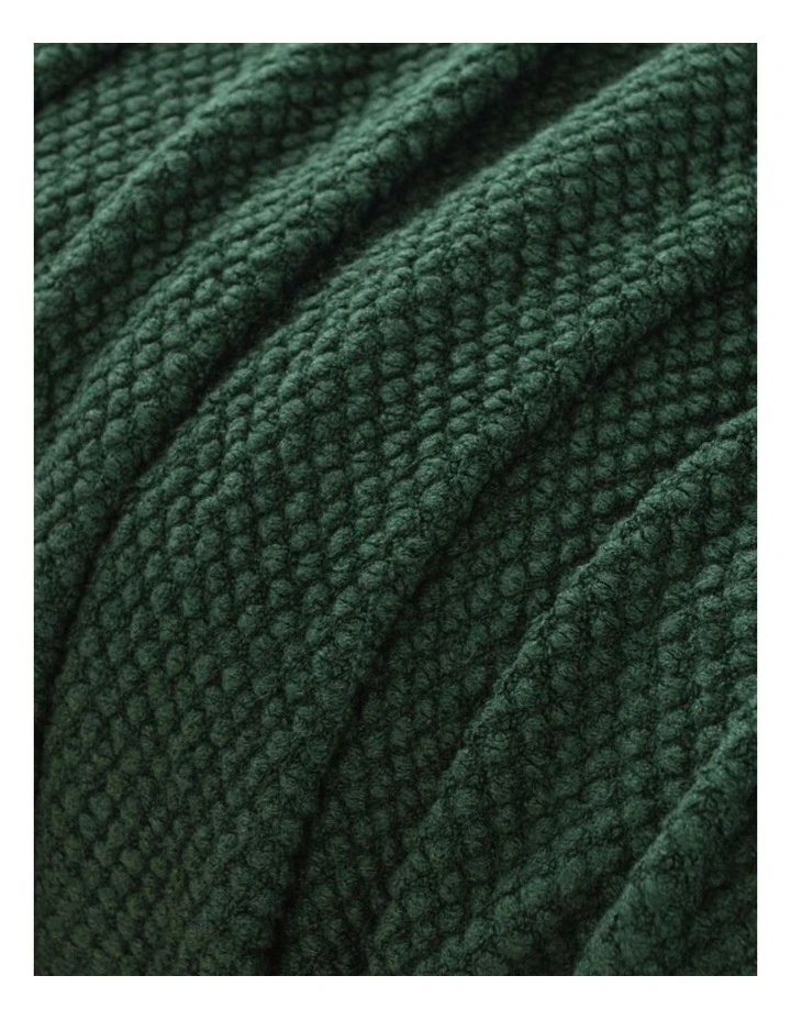 GIOIA CASA Micro Plush Knitted Woven Throw in Forest Green image 6
