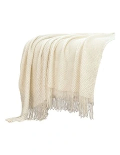 GIOIA CASA Micro Plush Knitted Woven Throw in Snow