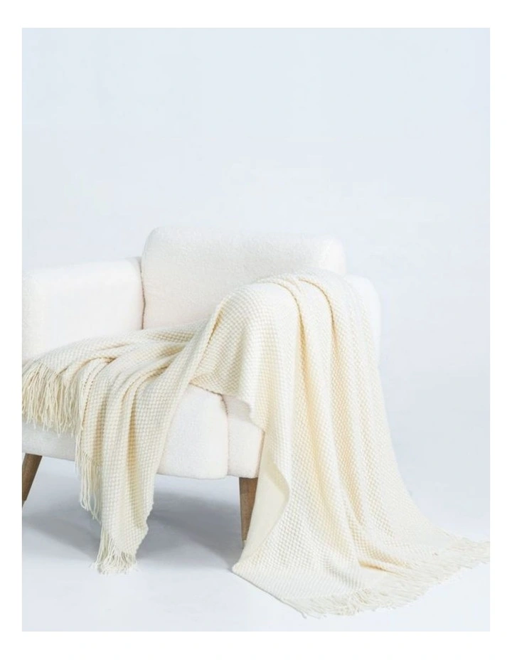 GIOIA CASA Micro Plush Knitted Woven Throw in Snow image 3
