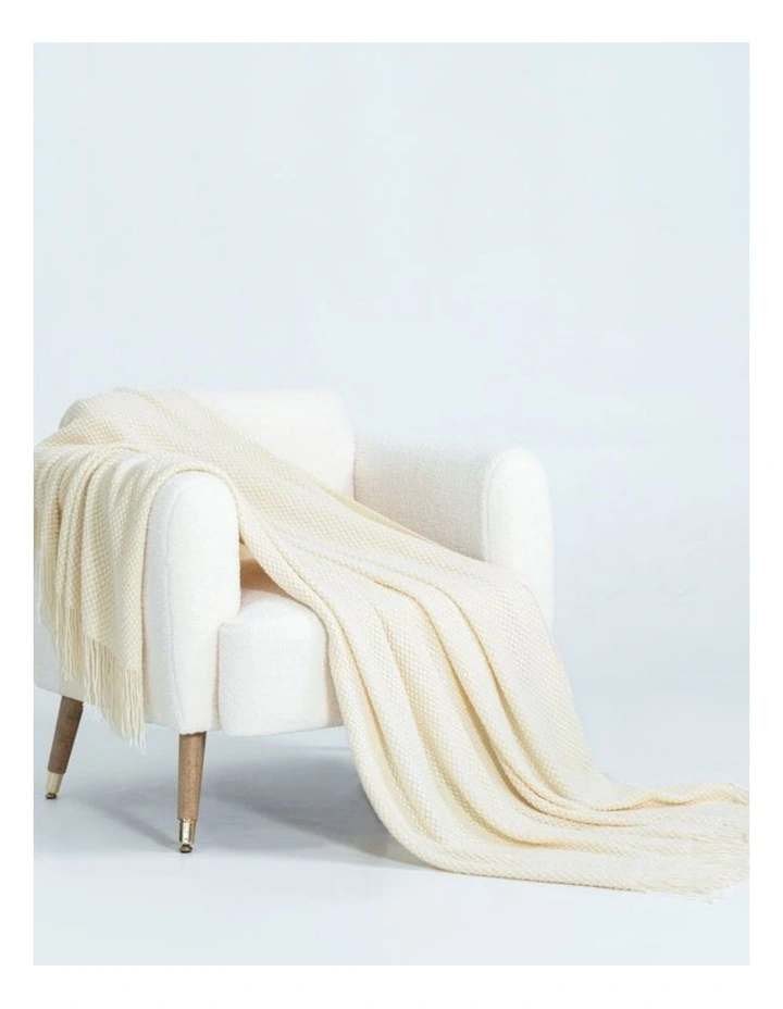 GIOIA CASA Micro Plush Knitted Woven Throw in Snow image 4