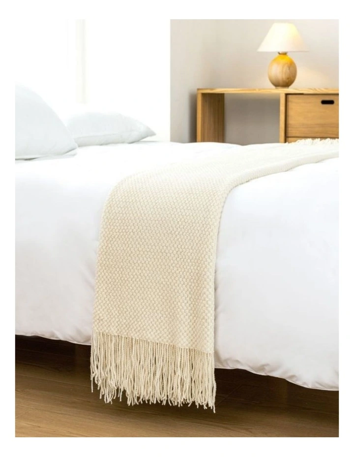 GIOIA CASA Micro Plush Knitted Woven Throw in Snow image 5