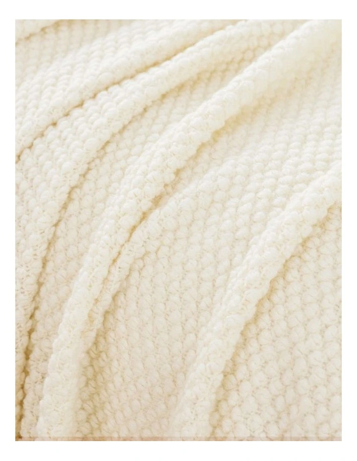 GIOIA CASA Micro Plush Knitted Woven Throw in Snow image 7