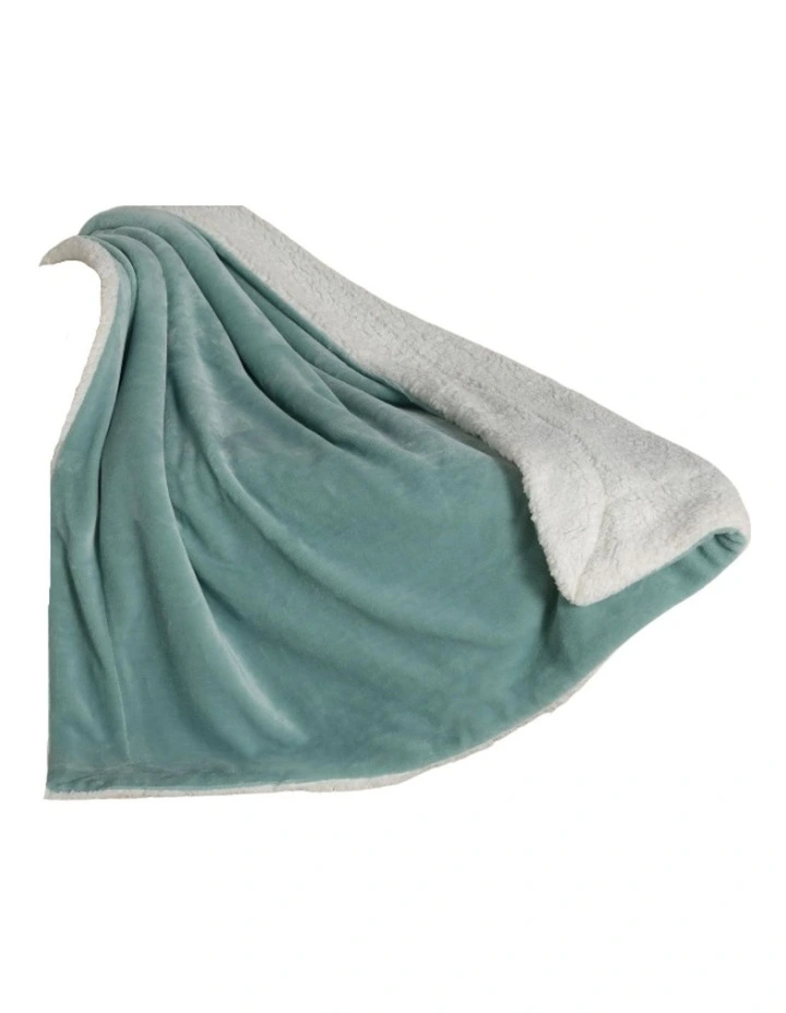 GIOIA CASA Teddy Sherpa Reversible Throw in Sage image 1