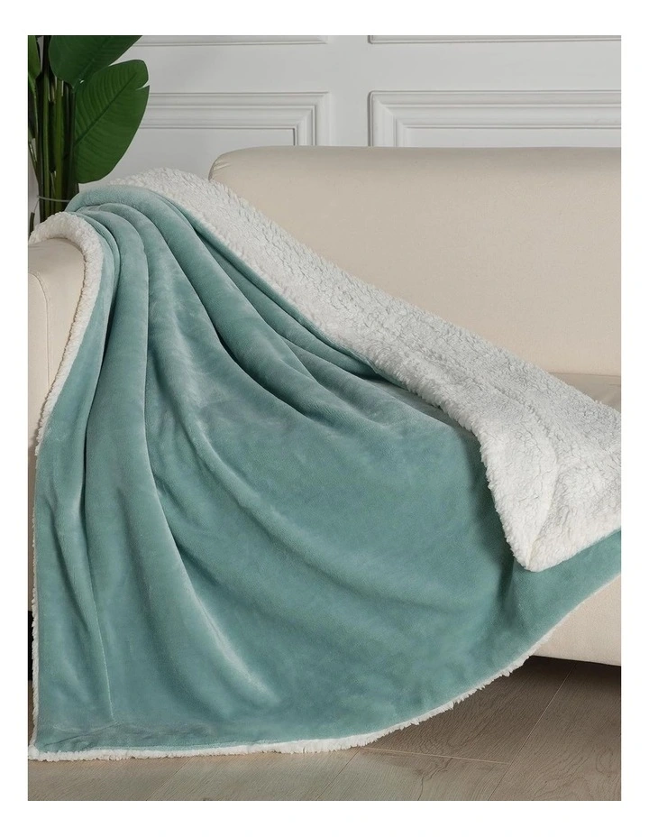 GIOIA CASA Teddy Sherpa Reversible Throw in Sage image 2