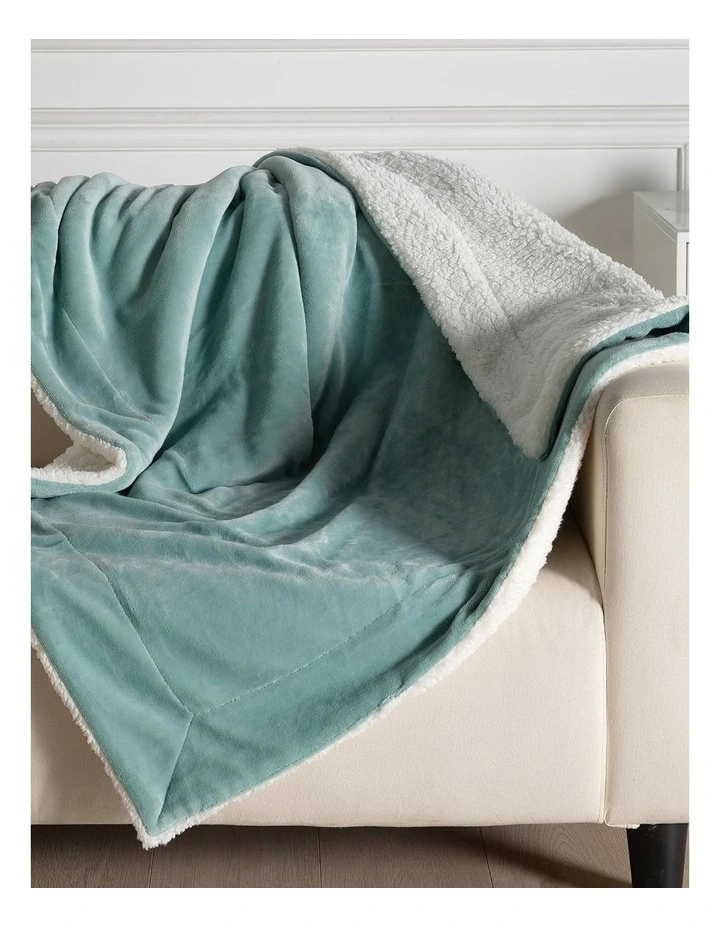 GIOIA CASA Teddy Sherpa Reversible Throw in Sage image 3