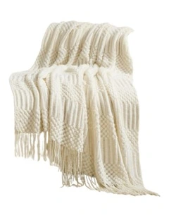 GIOIA CASA Bobble Textured Knitted Throw in Snow