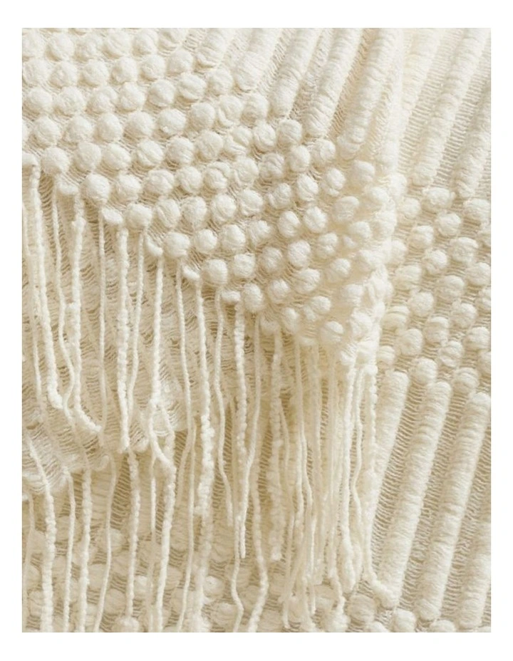 GIOIA CASA Bobble Textured Knitted Throw in Snow image 3