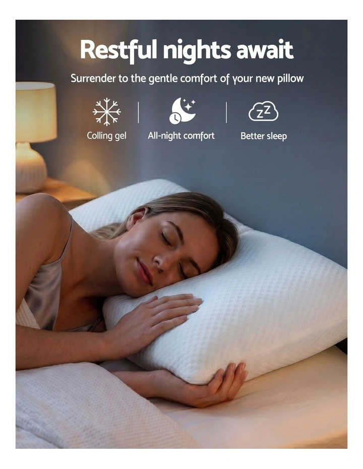 RoomSense Cooling Shredded Gel Memory Foam Pillow 2 Pack, Anti-Flattening Neck Support, 72x50x15cm image 3