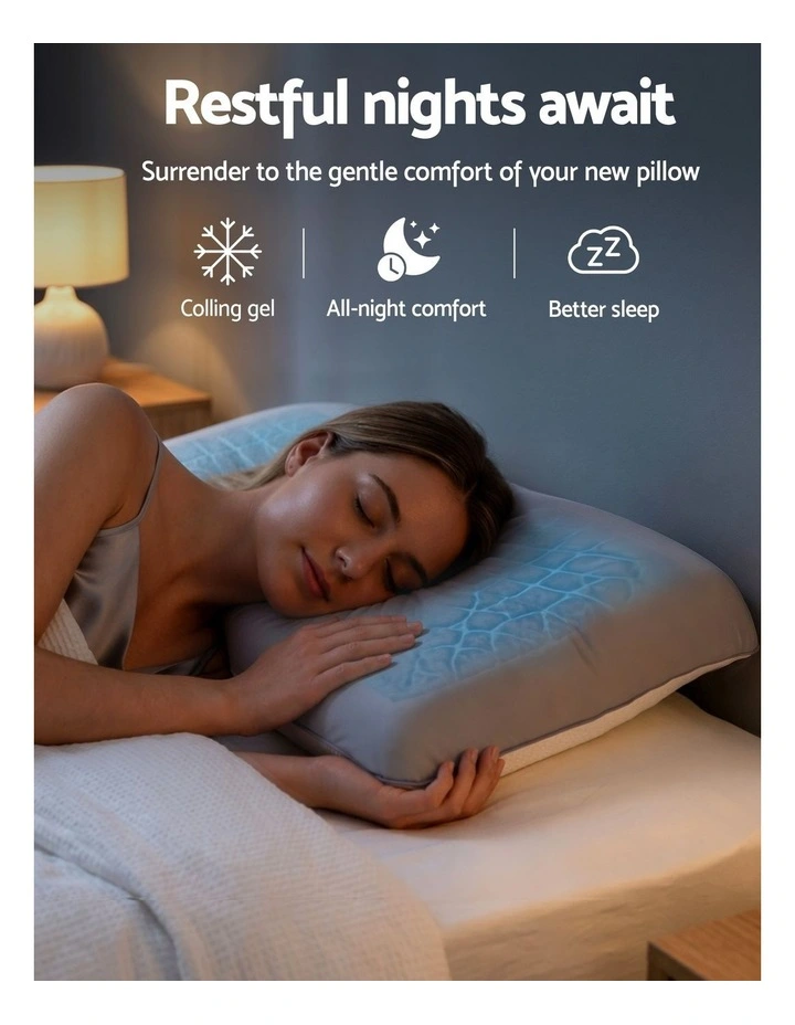 RoomSense Cooling Dual-Sided Memory Foam Pillow, 55D Solid Core Neck Support, 65x40x14cm image 4