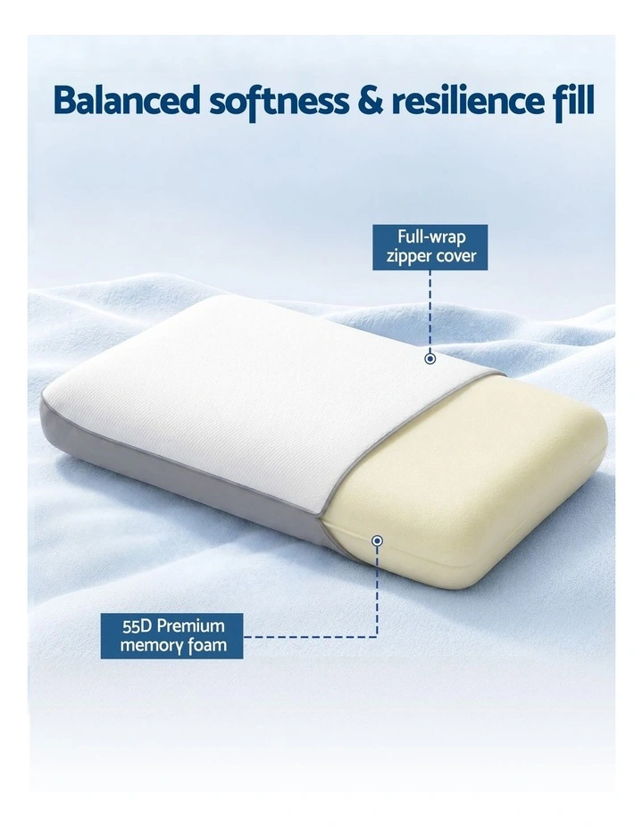 RoomSense Cooling Dual-Sided Memory Foam Pillow, 55D Solid Core Neck Support, 65x40x14cm image 5