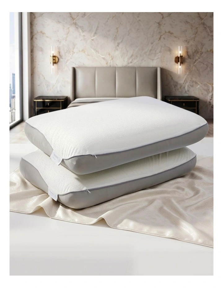 RoomSense Reversible Ice-Cool Dual-Sided Memory Foam Pillow 2 Pack, 55D Contour Neck Support image 1