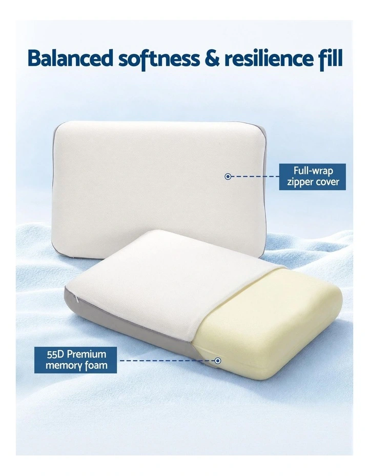 RoomSense Reversible Ice-Cool Dual-Sided Memory Foam Pillow 2 Pack, 55D Contour Neck Support image 4