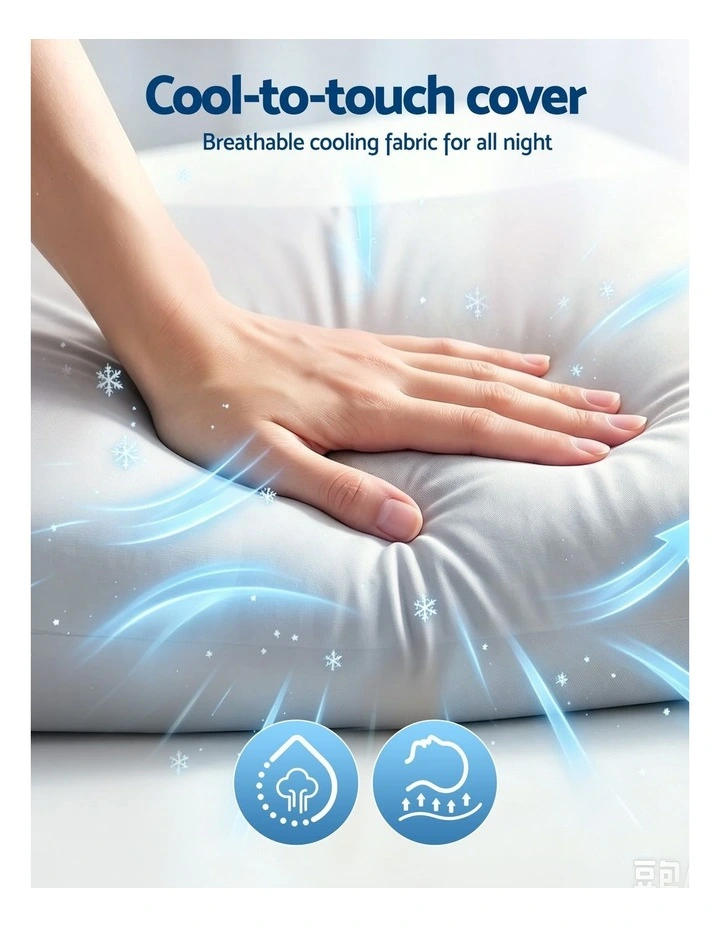 RoomSense Cooling Solid Core Memory Foam Pillow 2 Pack, Anti-Clumping Side Sleeper, 70x40x10cm image 3