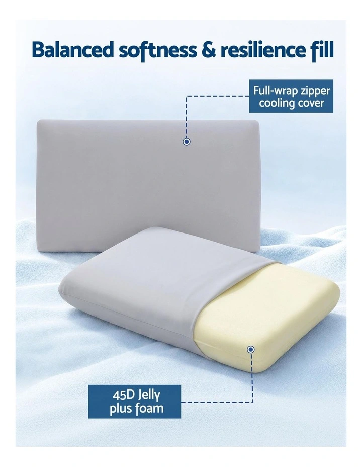 RoomSense Cooling Solid Core Memory Foam Pillow 2 Pack, Anti-Clumping Side Sleeper, 70x40x10cm image 4