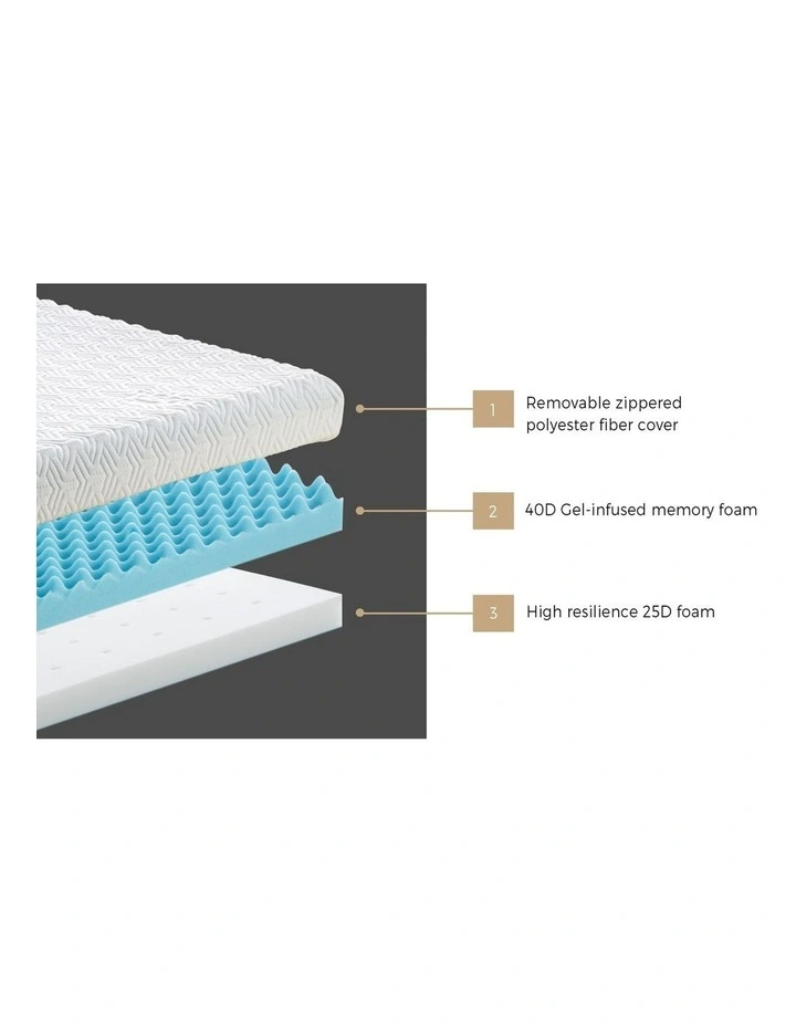 Bedra Memory Foam Mattress Topper Reversible Cool Gel Bed Mat 10cm Queen image 6