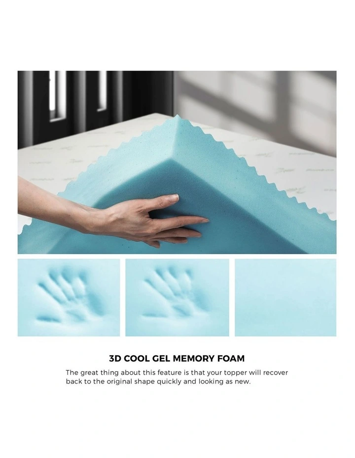 Bedra Memory Foam Mattress Topper Cool Gel Bed Bamboo Cover 7-Zone 8CM Double image 7