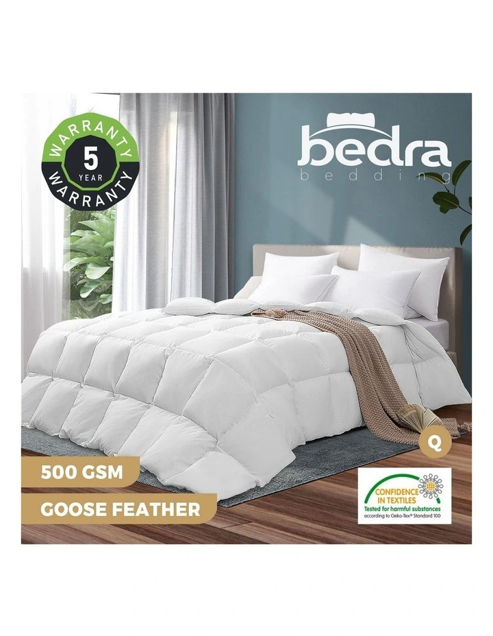 Bedra Goose Down Feather Quilt 500GSM Duvet Doona Summer Blanket Queen image 4