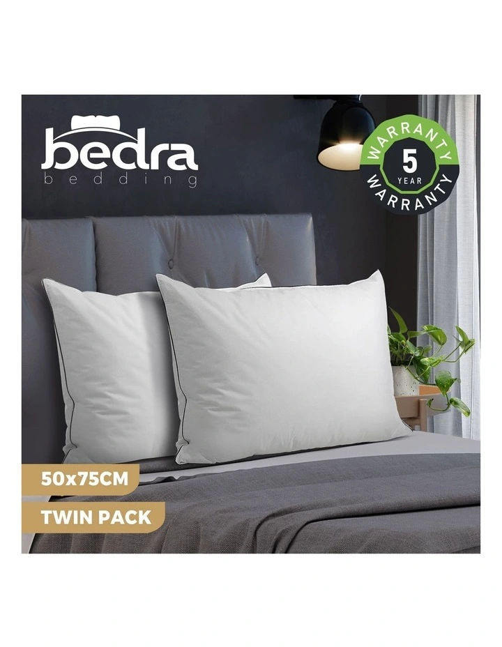 Bedra Pillow Duck Feather Down Standard Pillows Cotton Cover - Twin Pack image 4