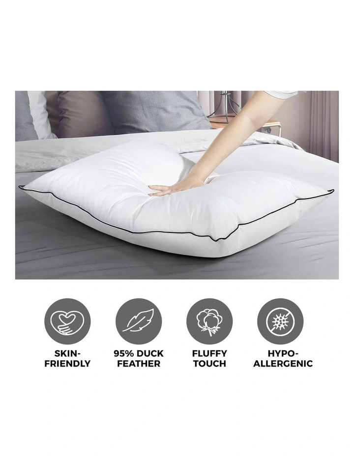 Bedra Pillow Duck Feather Down Standard Pillows Cotton Cover - Twin Pack image 6