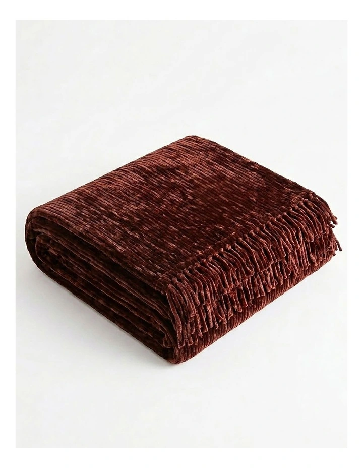 Eli Chenille Throw in Brown image 2