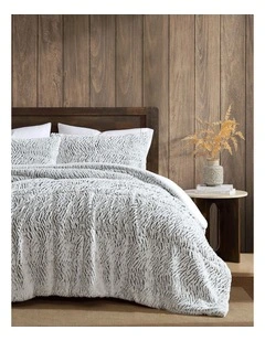 Faux Fur Sherpa 3Piece Comforter Set Silver